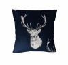 Stag/Deer and Navy Blue Red Tartan Cushion Cover 16''