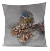 Grey Blue Tit Garden Bird Statement Cushion 16''