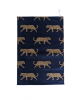 Navy Blue and Gold Leopard Tea Towel