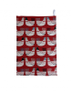 Red Scandi Chickens Tea Towel