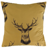 Yellow Stag/Deer and Tartan Check Cushion Cover 16'' x 16''