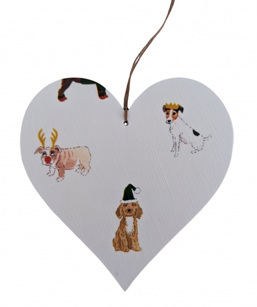 10cm Hanging Heart in Sophie Allport Christmas Fetch
