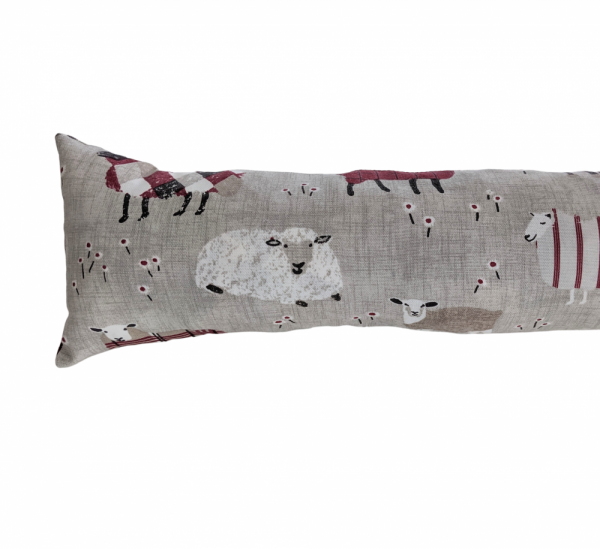 Red and Grey Baa Baa Sheep Draught Excluder