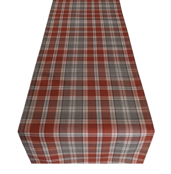 Autumn Orange and Grey Tartan Table Runner 100-250cm