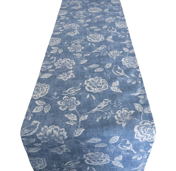 Bird Garden Denim Blue Table Runner 100-250cm