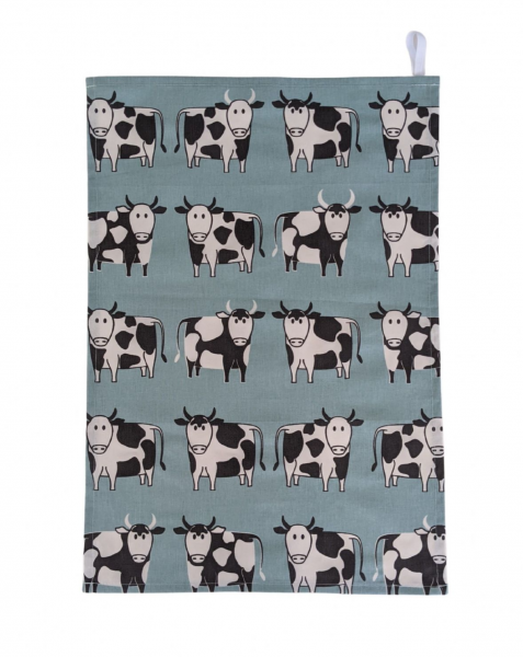 Blue Cows Tea Towel