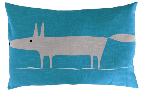 Bolster Cushion Cover in Scion Turquoise Blue Grey Mr Fox 12'' x 24''