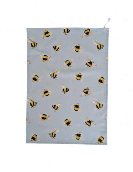 Bumble Bees Tea Towel Aqua Blue