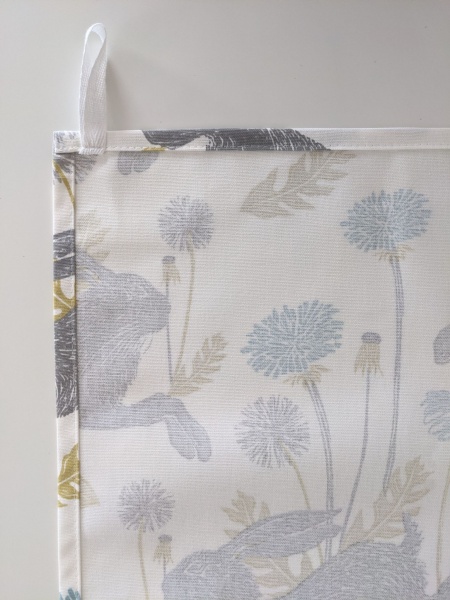 Cream and Blue March Spring Hare Tea Towel