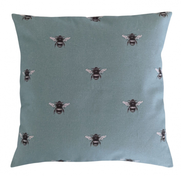Cushion Cover in Clarke and Clarke Abeja Bumble Bee Minerel Blue 14'' 16'' 18'' 20'' 22'' 24'' 26''