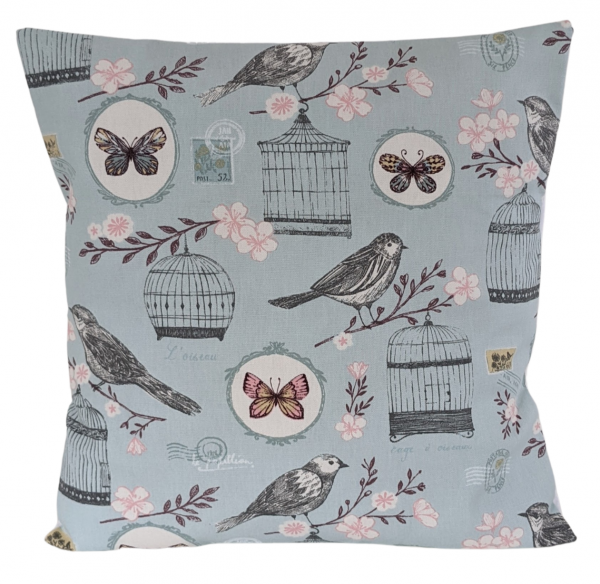 Cushion Cover in Clarke and Clarke Blue Melodie Musical Birds 14'' 16'' 18'' 20'' 22'' 24'' 26'' (3)