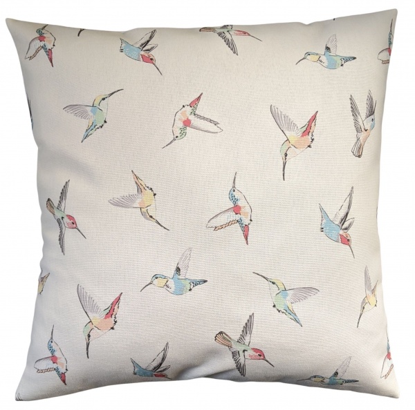 Cushion Cover in Clarke and Clarke Oasis Cream Rainbow Hummingbird 14'' 16'' 18'' 20'' 22'' 24'' 26''