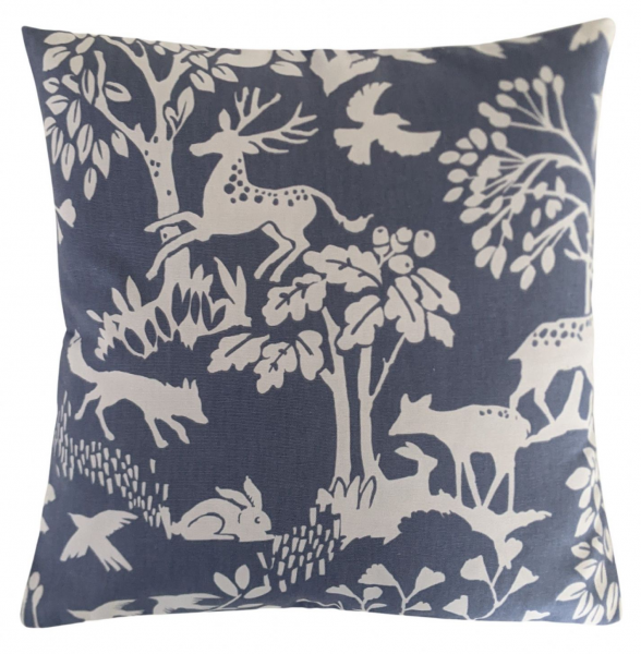 Cushion Cover in Clarke and Clarke Vilda Woodland Chambray Blue 14'' 16'' 18'' 20'' 22'' 24'' 26''