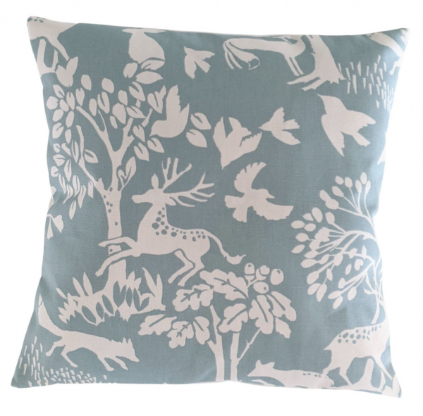 Cushion Cover in Clarke and Clarke Vilda Woodland Ice Blue 14'' 16'' 18'' 20'' 22'' 24'' 26''