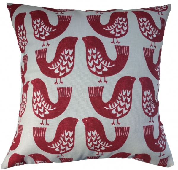 Cushion Cover in iLiv Scandi Birds Red 14'' 16'' 18'' 20'' 22'' 24'' 26''