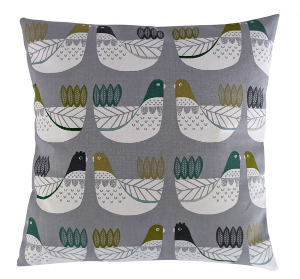 Cushion Cover in iLiv Scandi Chickens  Grey Green 14'' 16'' 18'' 20'' 22'' 24'' 26''