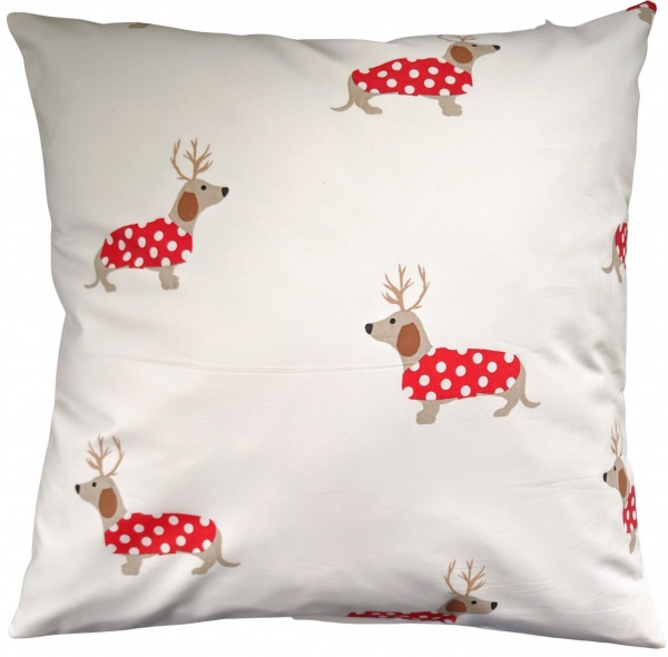 Cushion Cover in Laura Ashley Christmas Dachshund Dog 16''