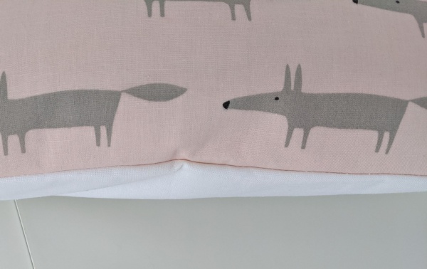 Cushion Cover in Scion Mini Mr Fox Blush PInk Grey 16''