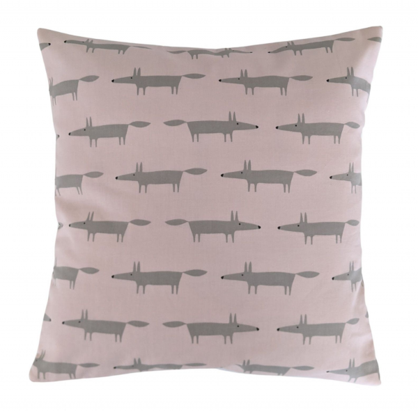 Cushion Cover in Scion Mini Mr Fox Blush PInk Grey 16''