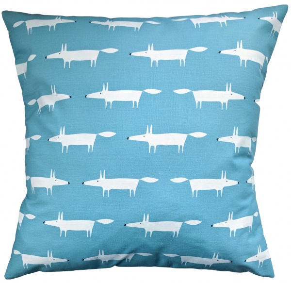 Cushion Cover in Scion Mini Mr Fox Turquoise Blue 16''