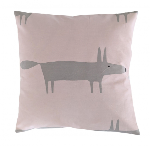 Cushion Cover in Scion Mr Fox Blush PInk Grey 16''