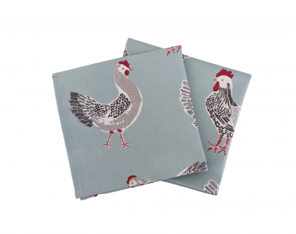Duckegg Blue Chickens Cotton Napkins
