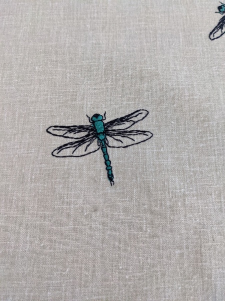 Embroidered Teal Dragonfly Tea Towel