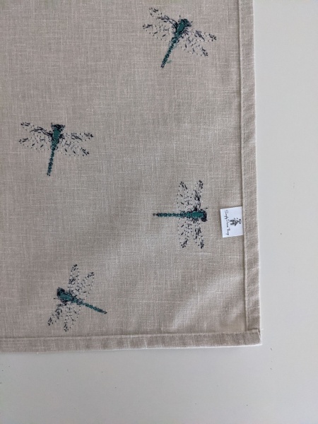 Embroidered Teal Dragonfly Tea Towel