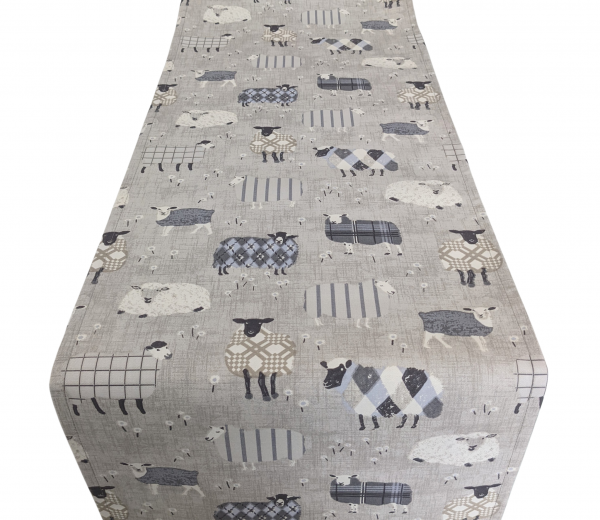 Grey Baa Baa Sheep Table Runner 100-250cm