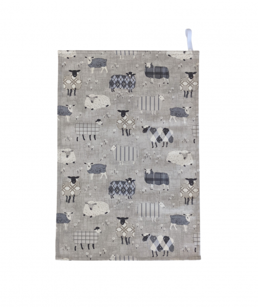 Grey Baa Baa Sheep Tea Towel