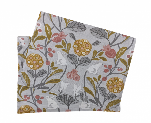 Grey and Pink Rabbit Placemats