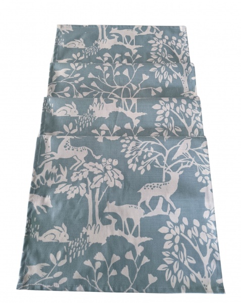 Ice Blue Woodland Creatures Table Runner 100-250cm