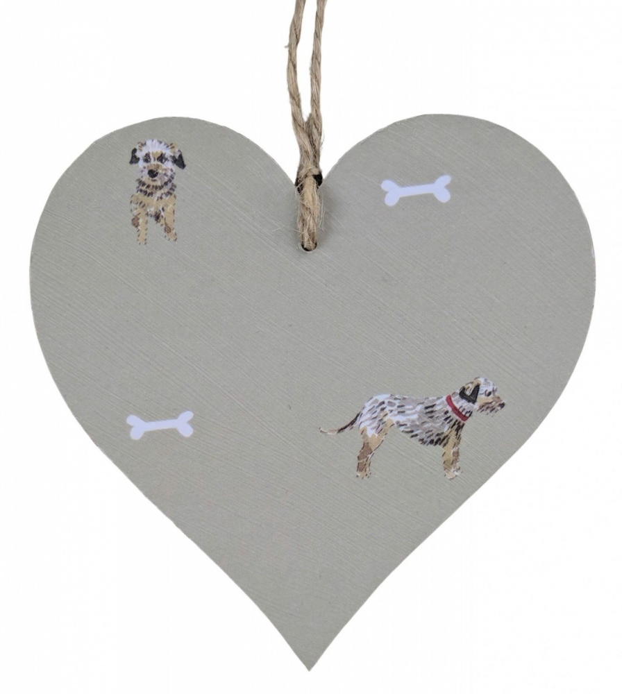 10cm Hanging Heart in Sophie Allport Terrier Dog