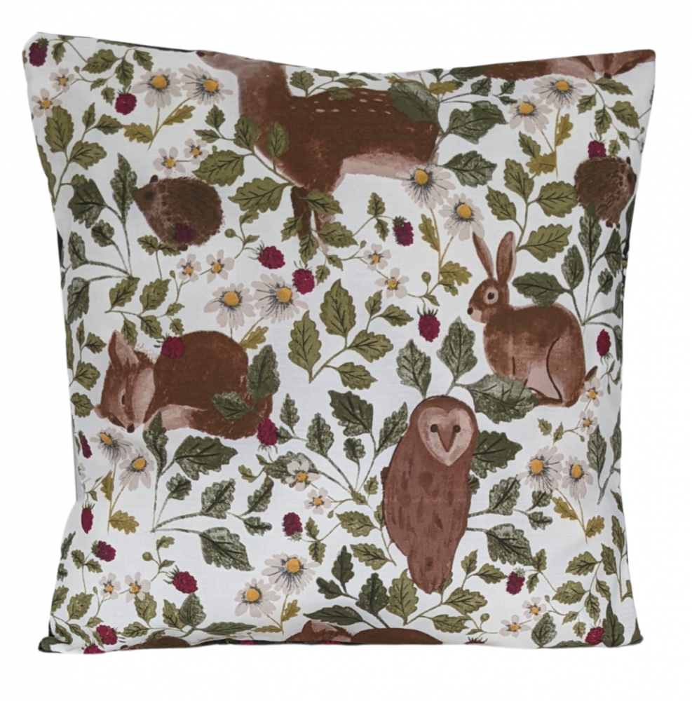 16'' Autumn Woodland Owl Fox Hedgehog Hare Deer Cushion Cover