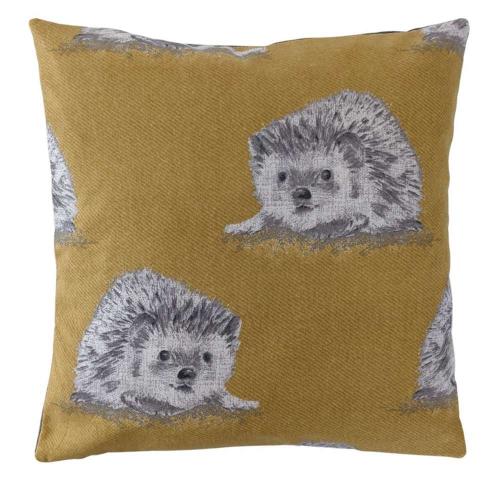 16'' Brushed Cotton Ochre Yellow Hedgehog Cushion Cover
