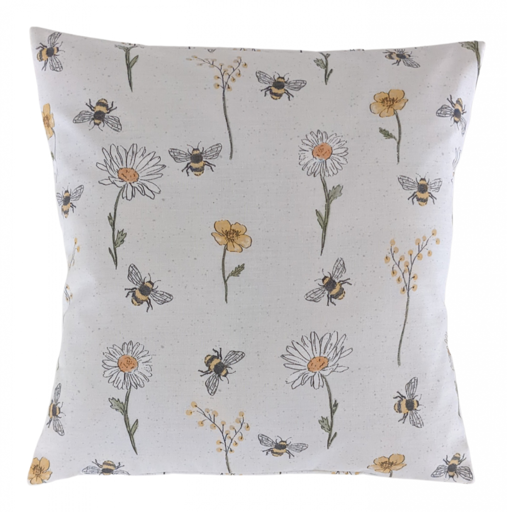 16'' Bumble Bee and Daisies Cushion Cover