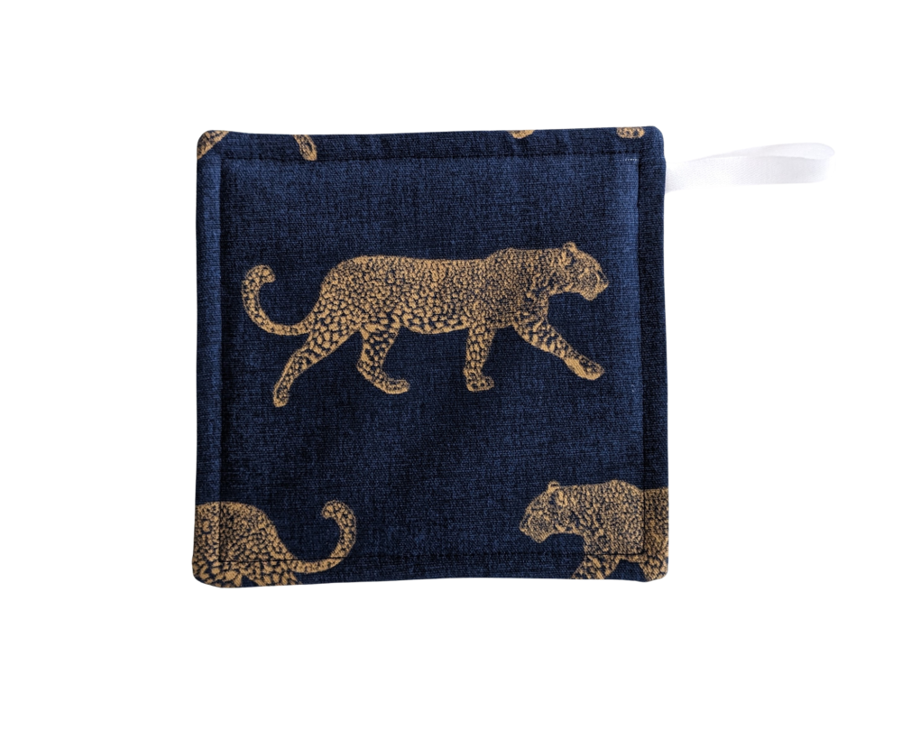Navy Blue and Gold Leopard Pot Grab
