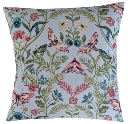 Aqua Blue Botanical Butterflies Cushion Cover 14'' 16'' 18'' 20'' 22'' 24'' 26''