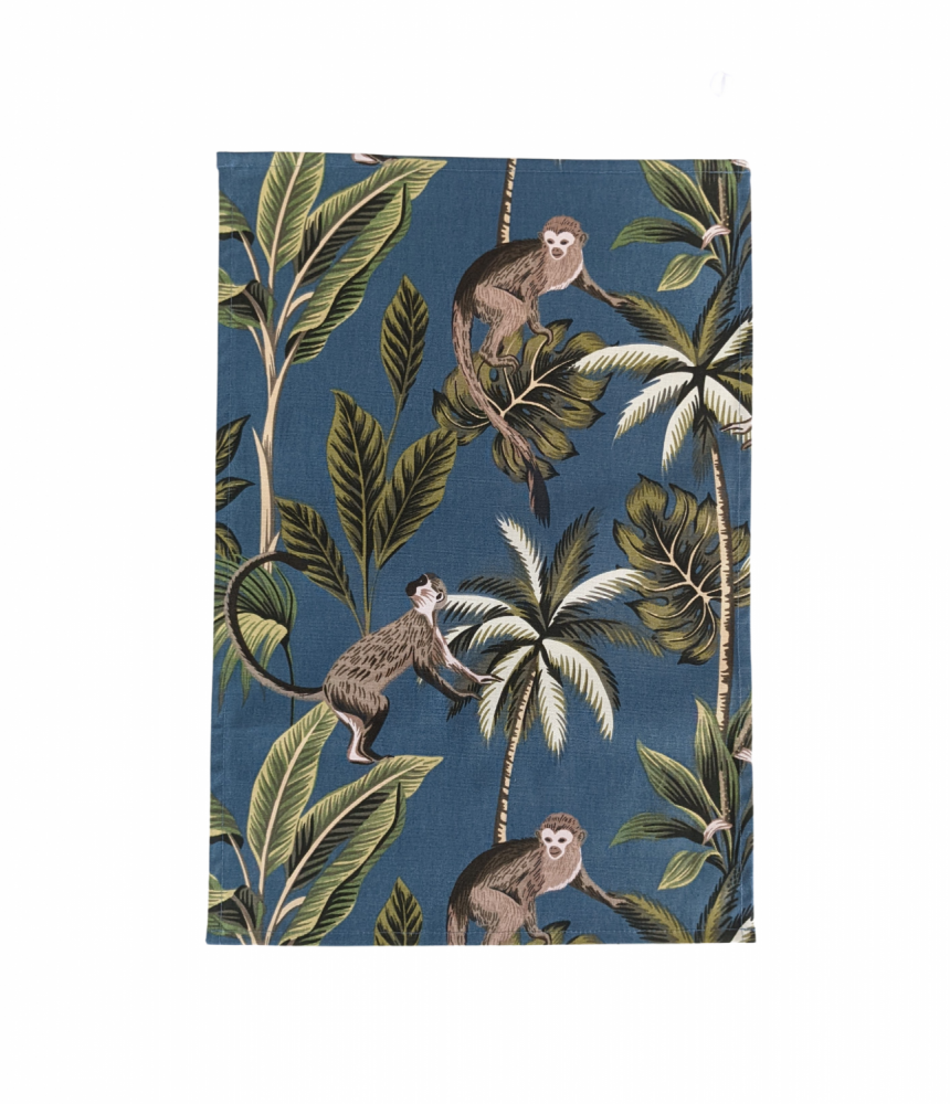 Blue Jungle Monkey Tea Towel