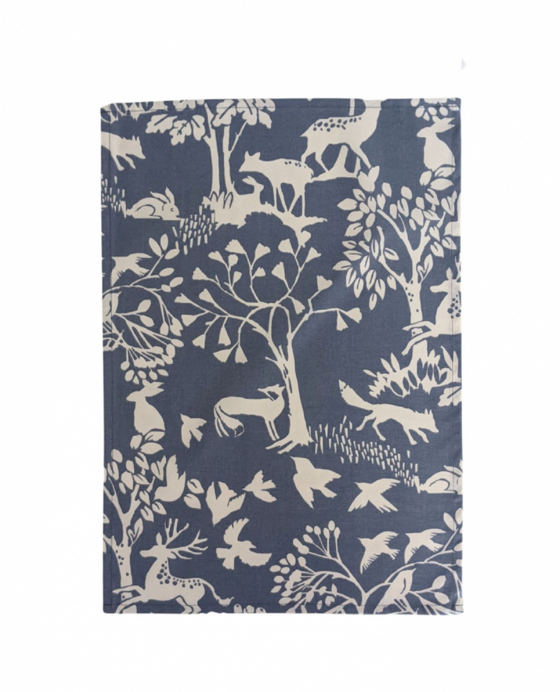 Blue Woodland Animals Tea Towel