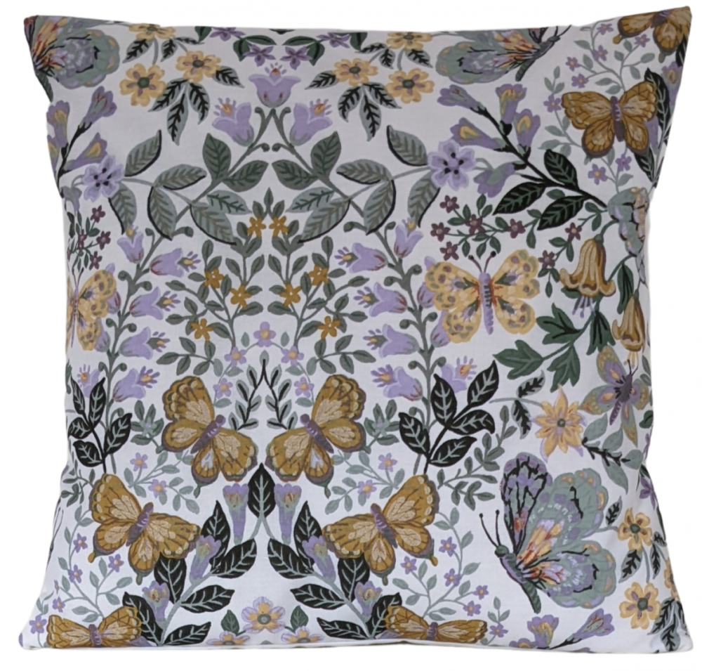 Botanical Butterfly Green and Lilac Cushion 16''