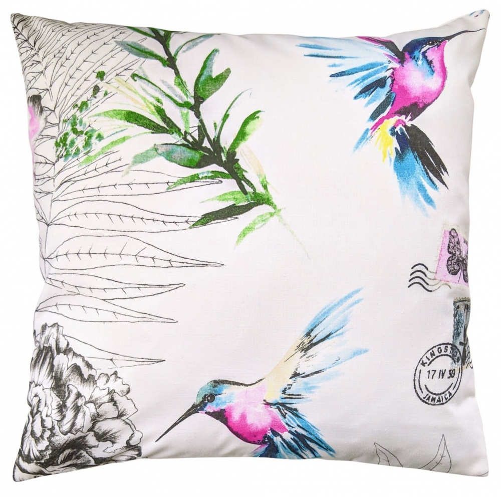Bright Hummingbird and Butterfly Cushion Cover 16''