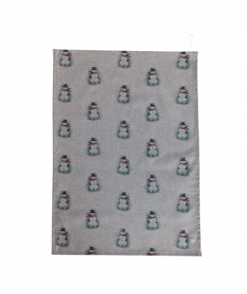 Christmas Snowmen Linen Look Tea Towel