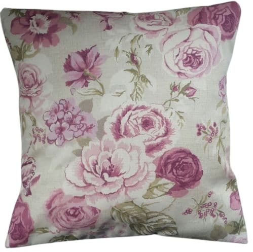 Cushion Cover in Clarke and Clarke Genevieve Roses Purple 14'' 16'' 18'' 20'' 22'' 24'' 26''