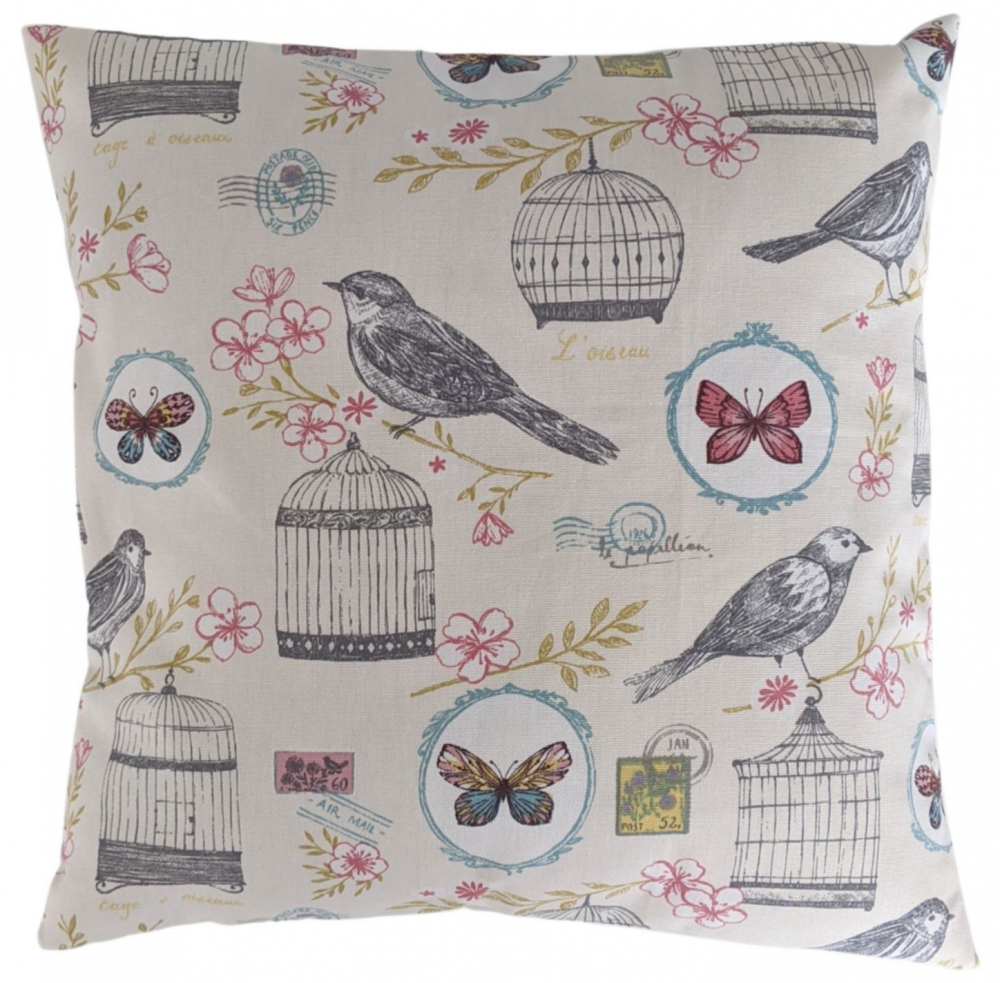 Cushion Cover in Clarke and Clarke Melodie Musical Birds 14'' 16'' 18'' 20'' 22'' 24'' 26''