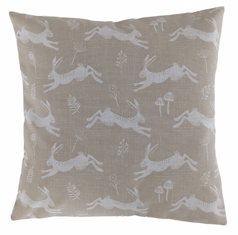 Cushion Cover in Fryett's Jump Hares Natural 14'' 16'' 18'' 20'' 22'' 24'' 26''