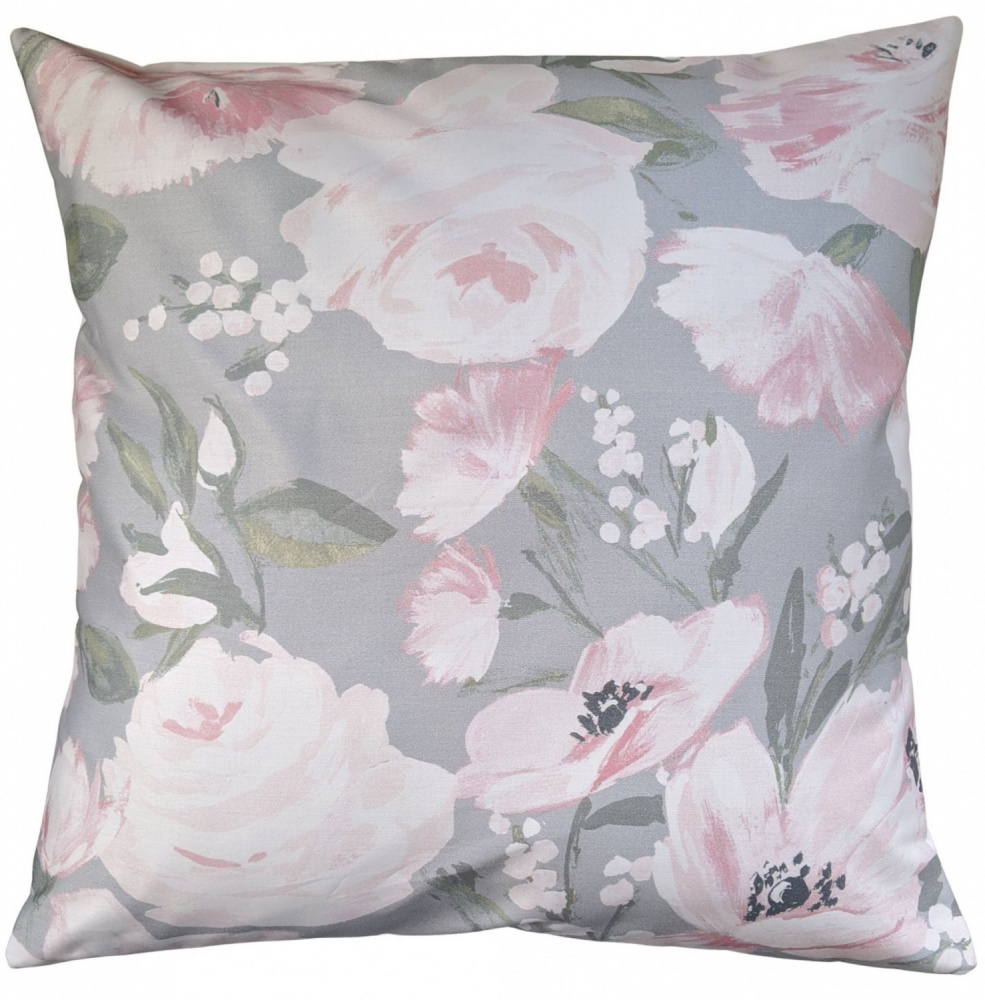 Cushion Cover in Laura Ashley Lottie Grey and Pink Flowers 16''