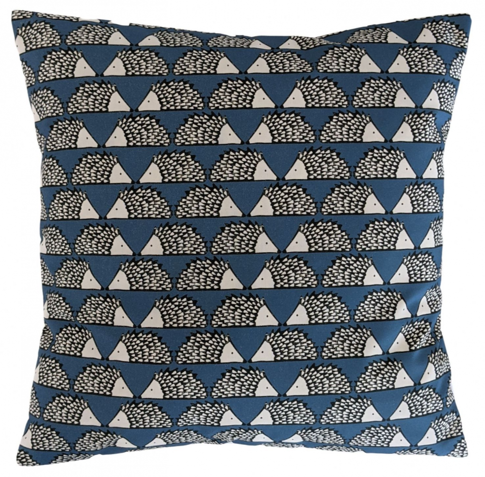 Cushion Cover in Scion Little Spike the Hedgehog Denim Blue 16''