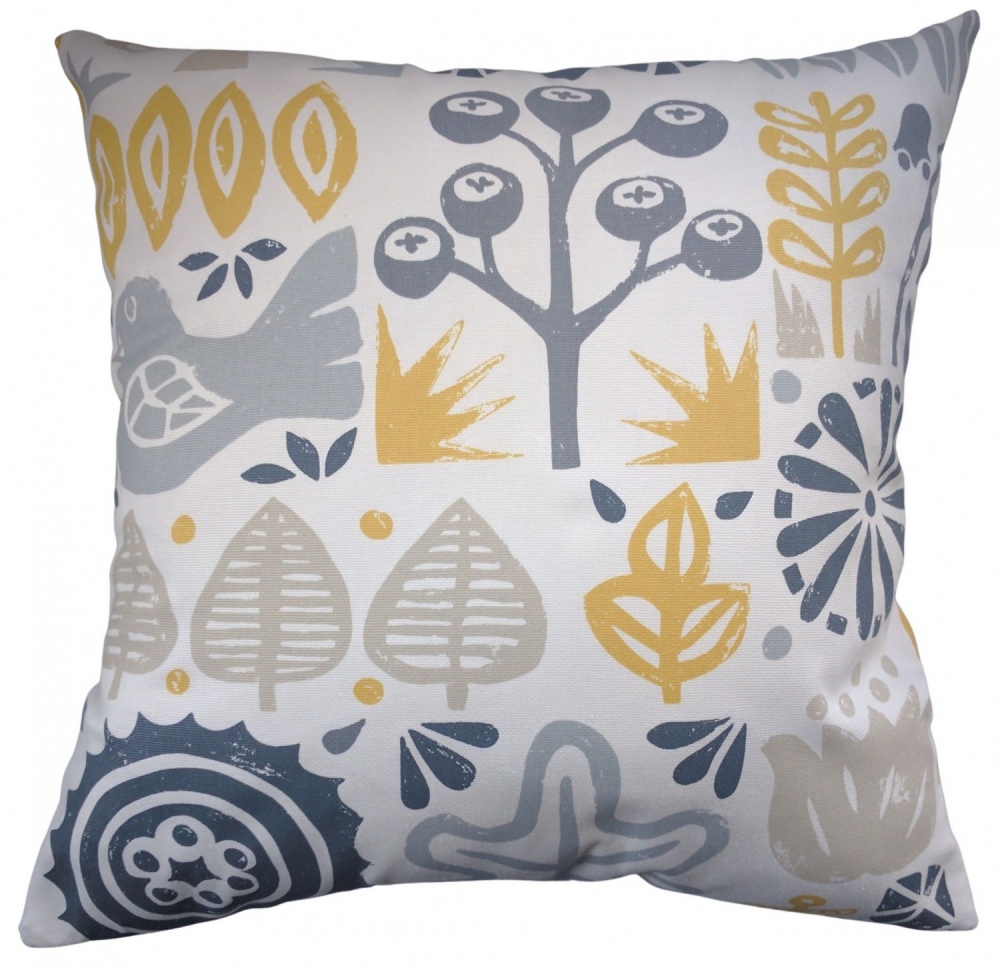 Cushion Cover in Scion Woodland Yellow Grey 14'' 16'' 18'' 20''