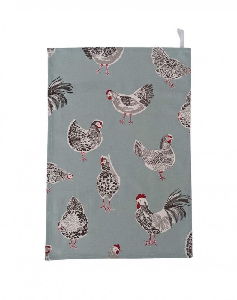Duckegg Blue Chickens Tea Towel
